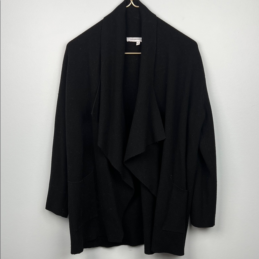 Cupcakes & Cashmere large sold black open cardigan sweater